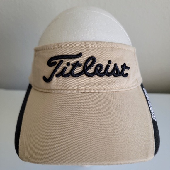 Titleist Golf Hat Sun Visor Adjustable Strapback Tan Blue‎ - Picture 1 of 10